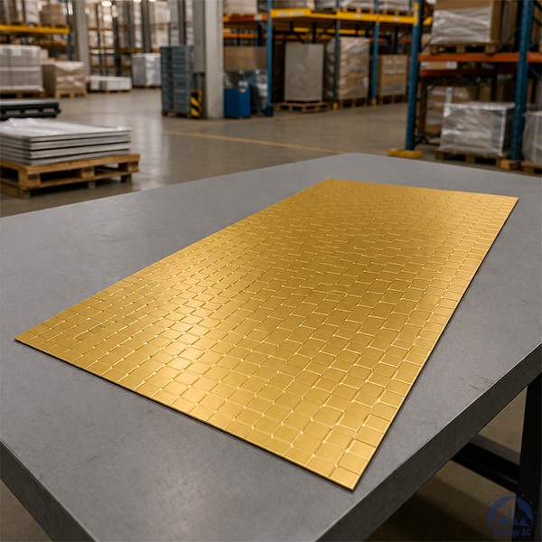 Лист нержавеющий 0,8х1219х2438 мм шлифованная под золото 08Х18Н10 текстурированный